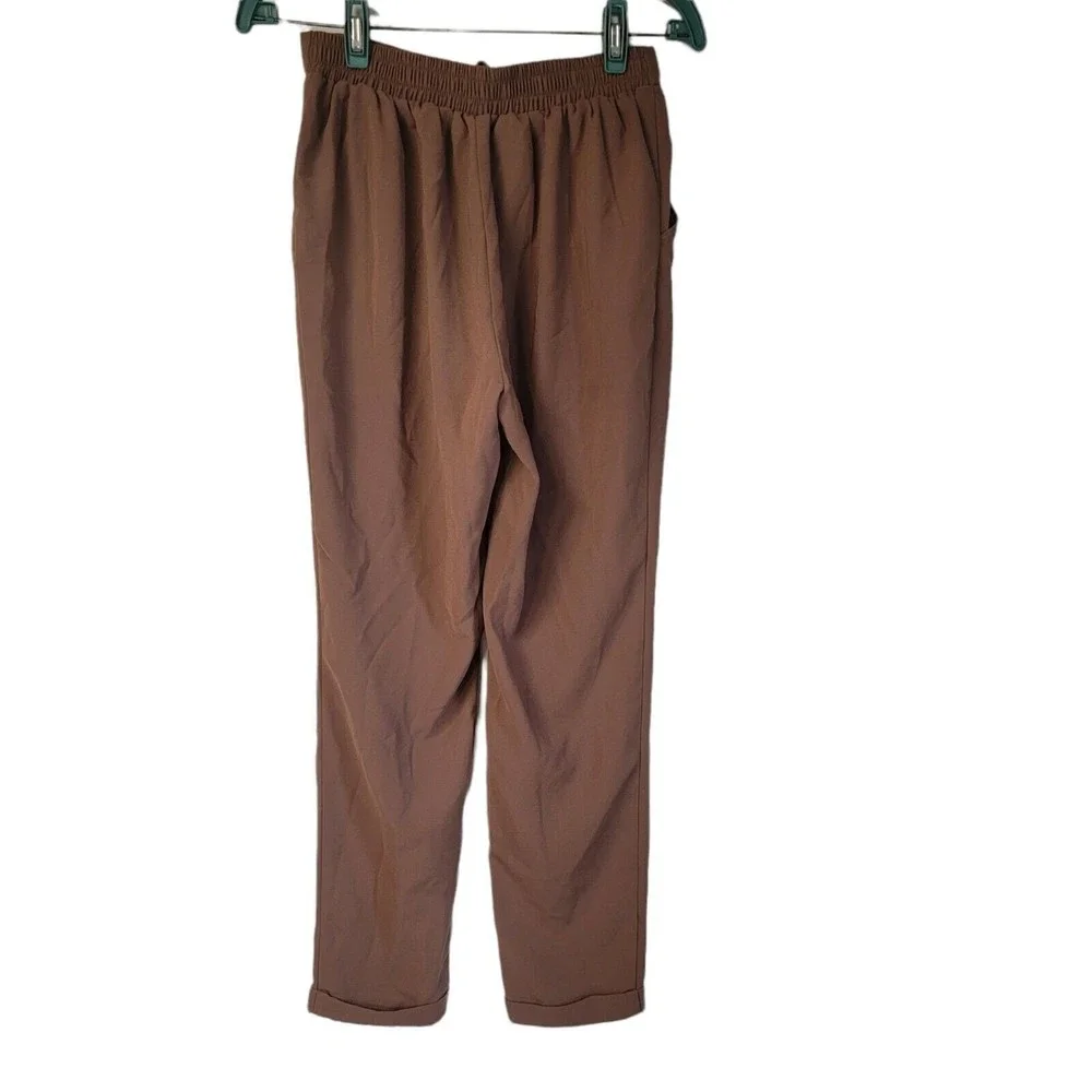 Atmosphere‎ Pants Brown Gold Zip Accents Tie Front Size 8 Paper Bag